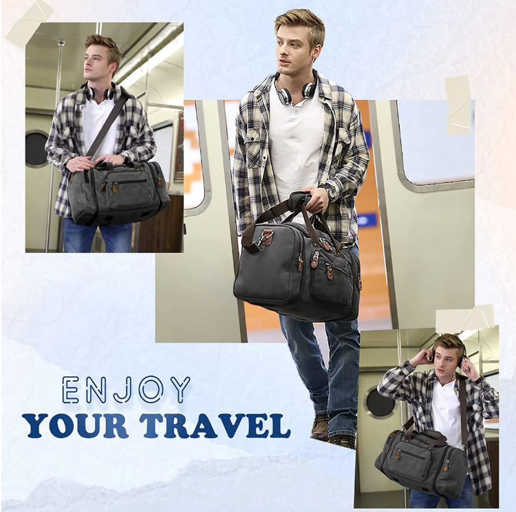 Gonex 50L Expandable Canvas Duffle Bag – The Ultimate Weekender - Image 2