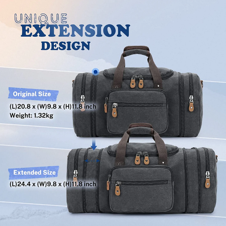Gonex 50L Expandable Canvas Duffle Bag – The Ultimate Weekender - Image 4